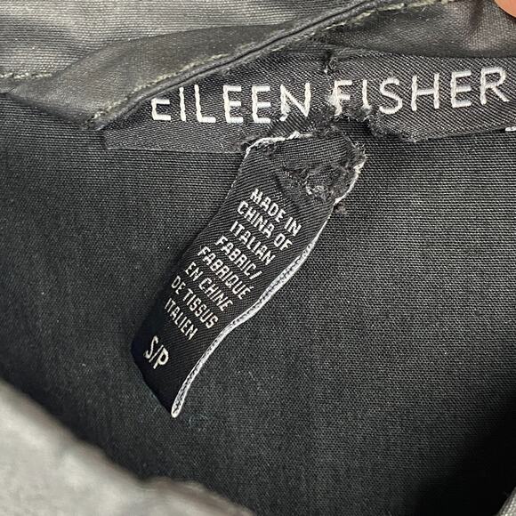 EILEEN FISHER Jacket S Waxed Cotton Trench Coat Duster Full Zip Black - Picture 5 of 14